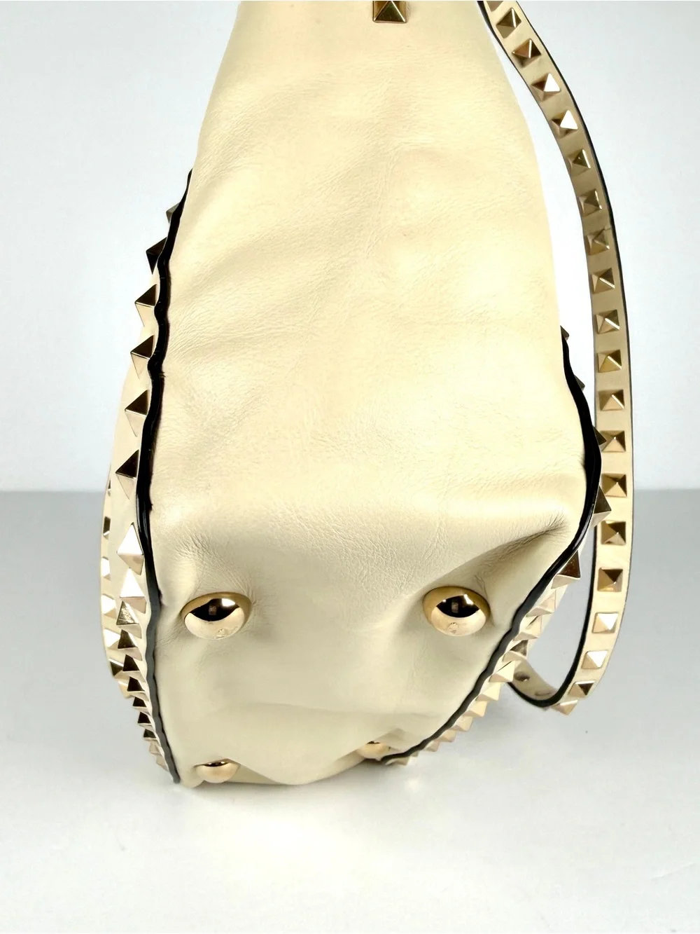Valentino Garavani Compact Ivory Rockstud Tote Leather 2-Way Crossbody Full Set